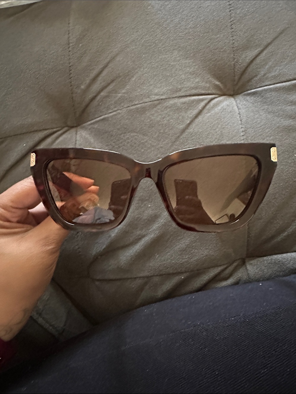 MCM Oversized Cat-Eye Sunglasses in Dark Brown with Gold Logo Accents